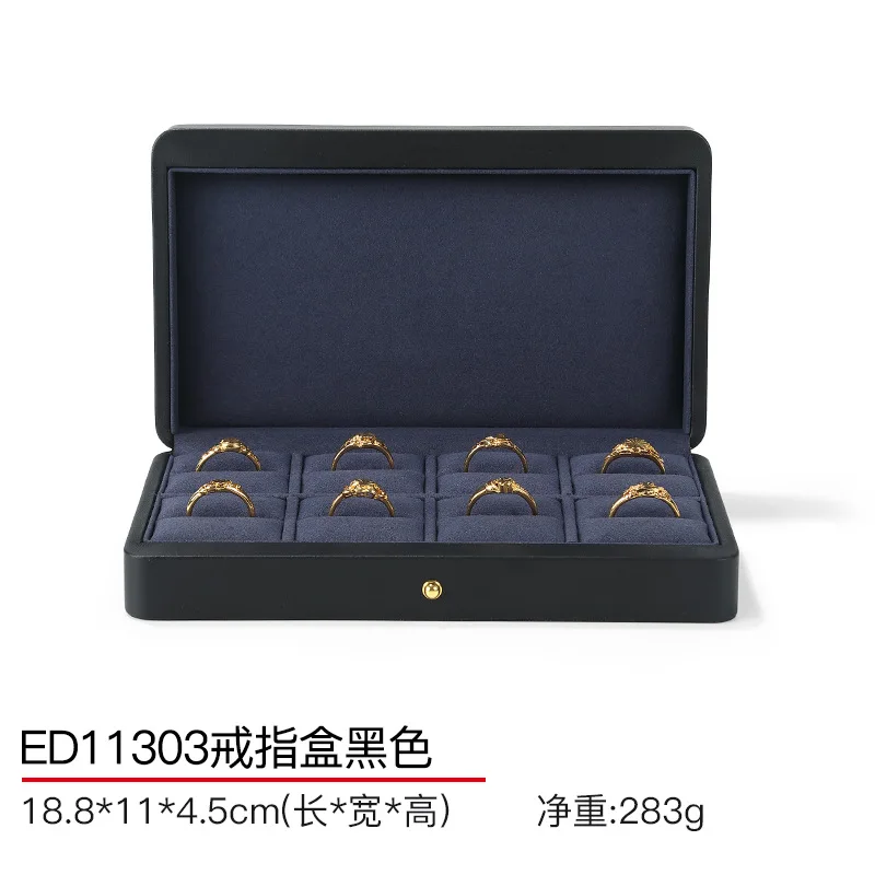 صندوق تخزين المجوهرات الجلدية متعدد الألوان، صندوق عرض الحلقة، صندوق تخزين القلائد الجلدية الراقية، صندوق مجوهرات مصنوع يدويًا #6