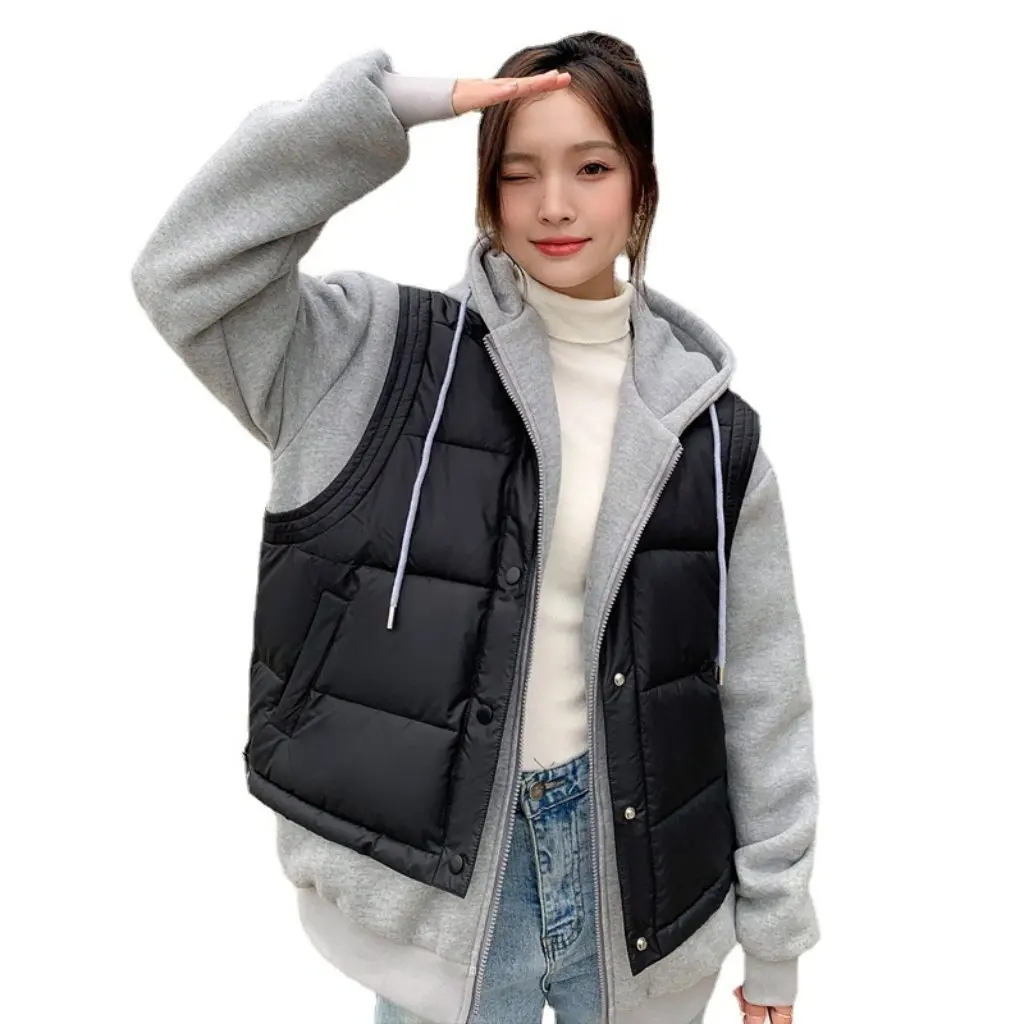 

Women's Fluffy Cotton Jacket Korean Style Thickened Winter Coat Gentle Faux Two-Piece Cotton Outerwear for