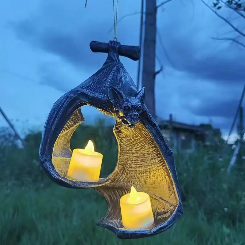Halloween Lights Bat Candle Wall Hanging Holder Bat Night Light Home Decoration Festive Party Atmosphere Lights Horror Theme