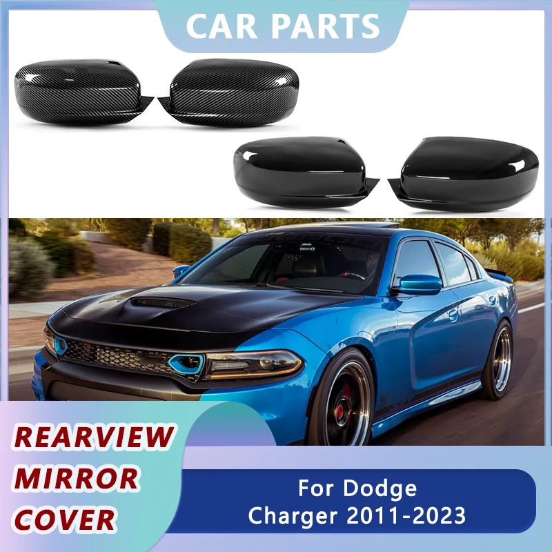 

Pair Side Wing Mirror Cover Caps For Dodge Charger SRT RT Chrysler 300 300C 2011-2023 Rearview Mirror Cover Trim Car Accessories