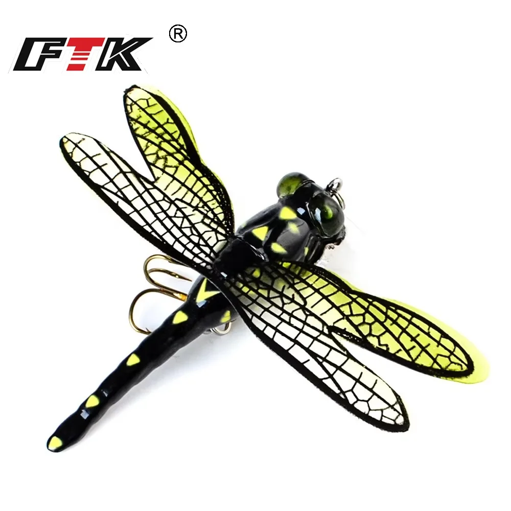 FTK 6g Topwater Dragonfly Dry Flies Insect Fly Fishing Lure 75mm Trout Popper Artificial Bait Wobblers For Trolling Hard Lure