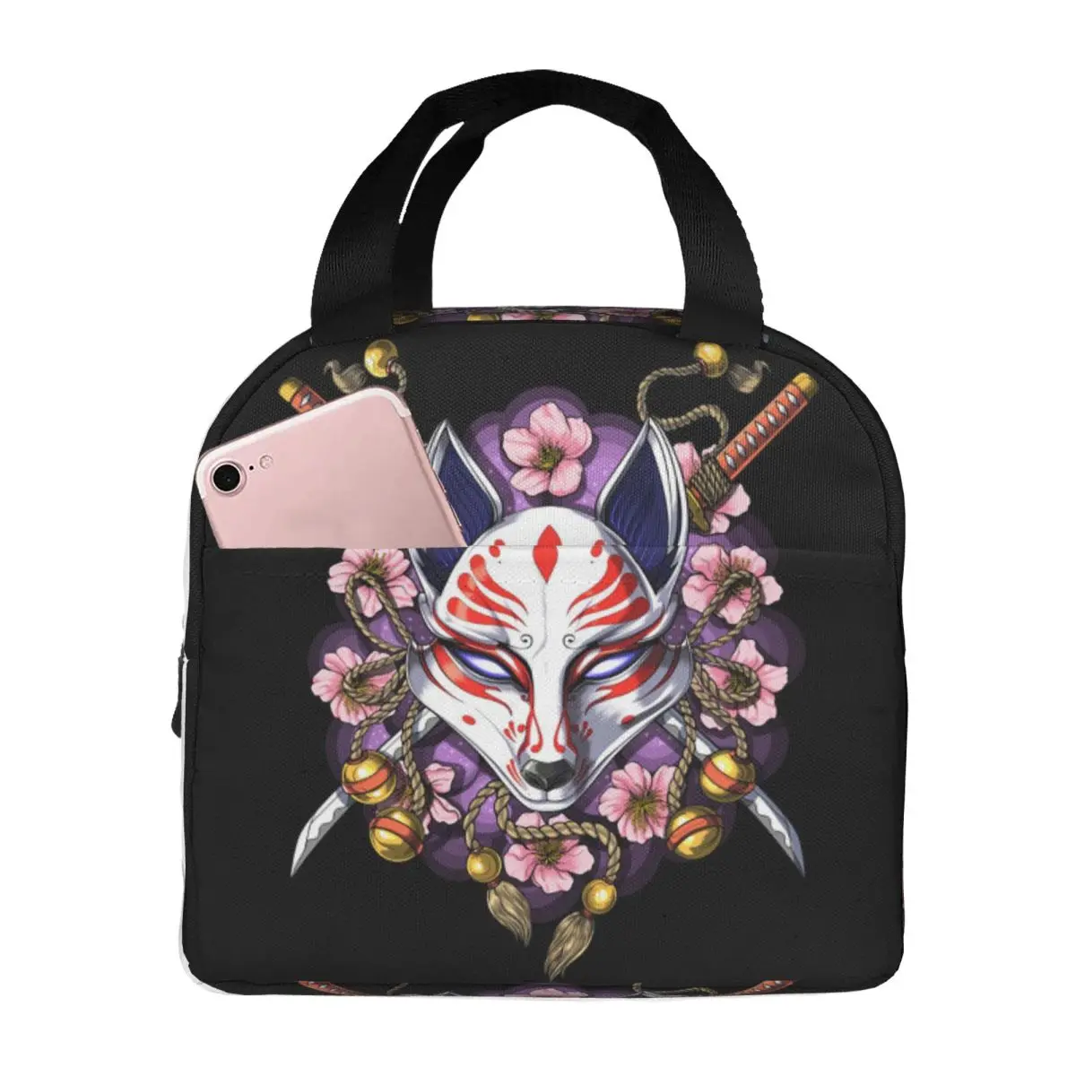 

Fox Spirit Kitsune японский кабуки изолированная сумка для обеда для женщин офисный холодильник термобокс для еды сумка ланч-боксы контейнер