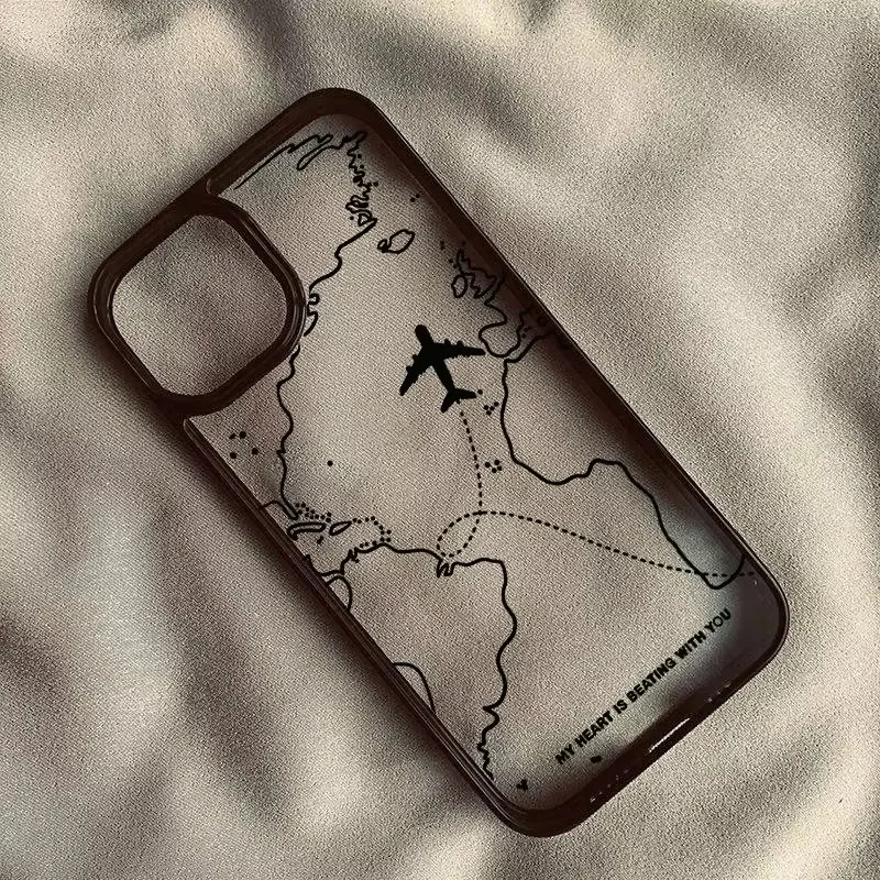 Airplane Route Design Phone Case For Samsung Galaxy S21 S23 S24 S25 Ultra S24 Plus S25 FE A54 A55 A15 A35 A52 A34 A06 A16 Cover