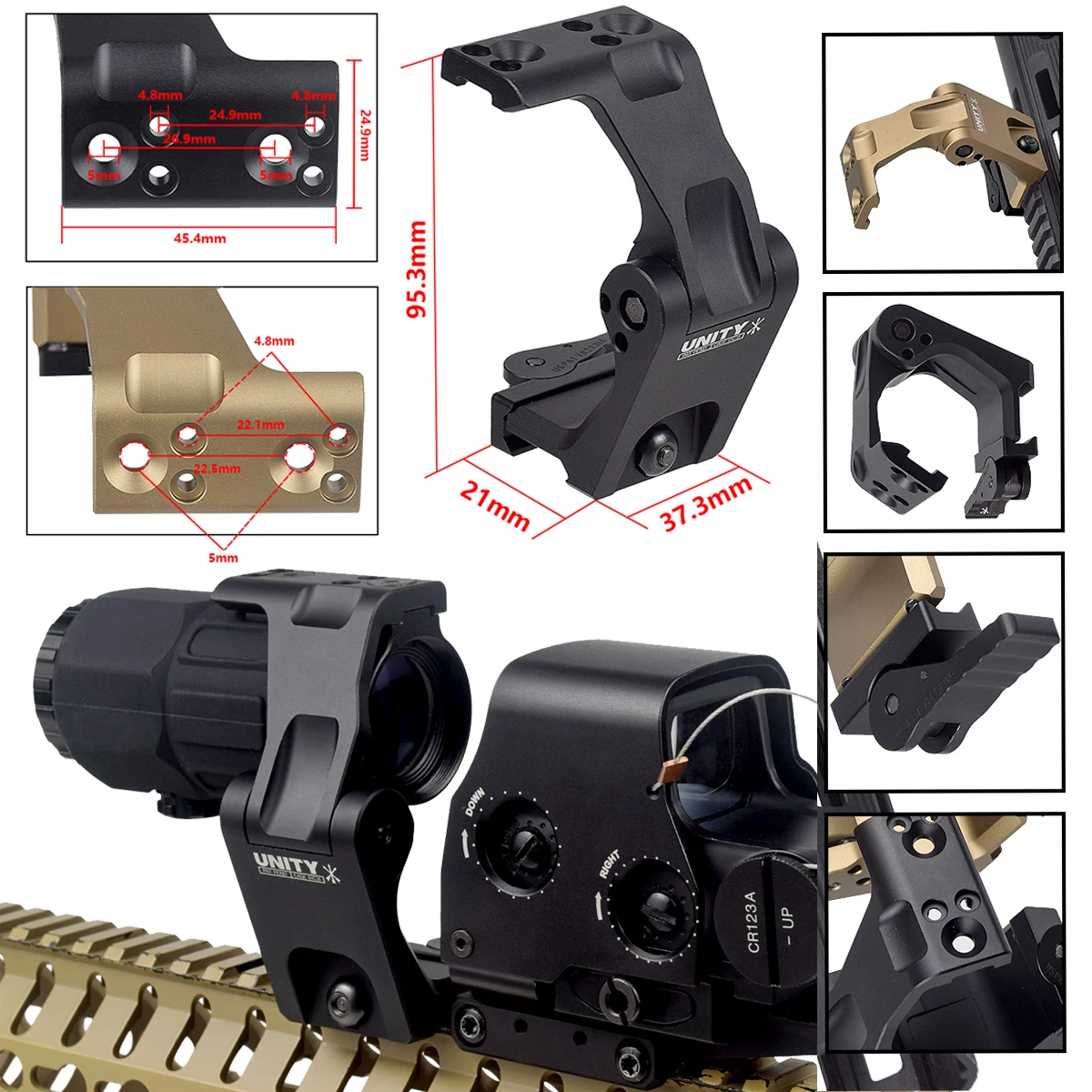 Tactical UNITY OMNI FTC Magnifier Mount Optic Base G33 G43 551 553 558 QD Lever 2.26