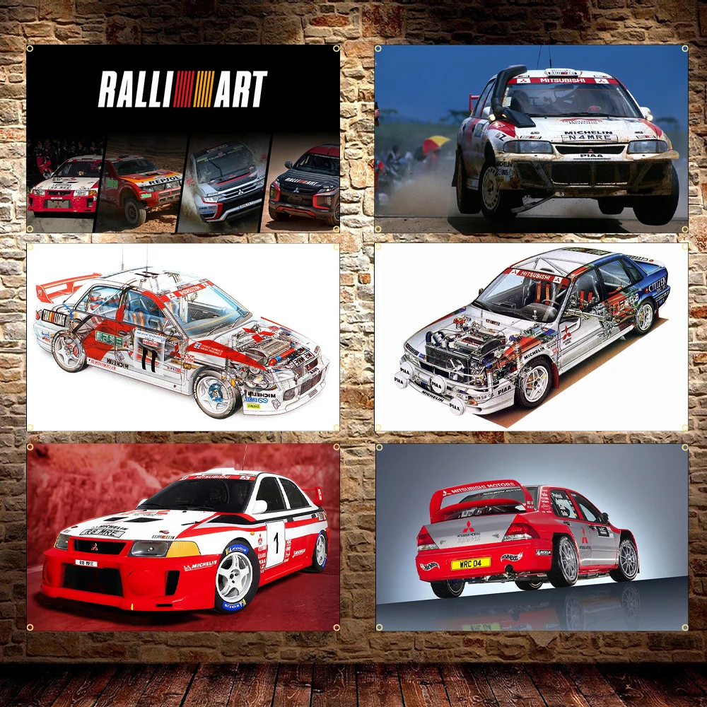 WRC Cool JDM Car Flag Banner Polyester Printed Ralliarts Car Poster 60x90cm 90x150cm Decor for Auto Enthusiasts, Room Decor