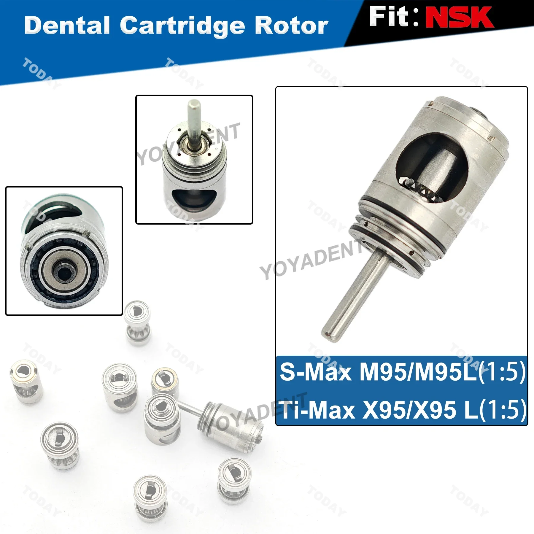 Cartucho de turbina Dental, Rotor 1:5 para NSK s-max M95/M95L ti-max X95/X95L, accesorio de pieza de mano de odontología