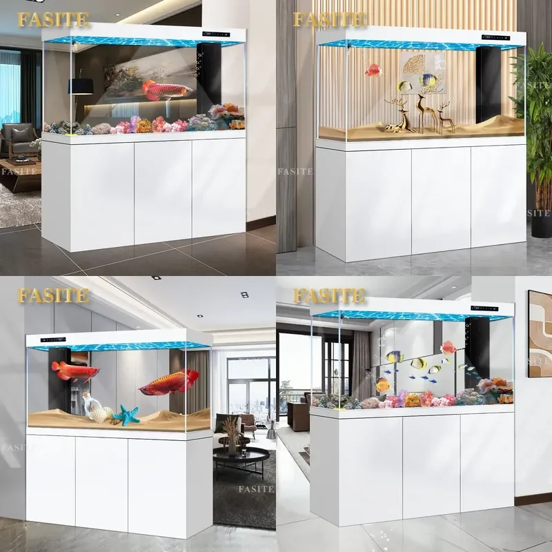 For 2026 New Household Fish Tank Living Room Floor to Ceiling Medium Large Ultra White Ecological Screen Bottom Filter