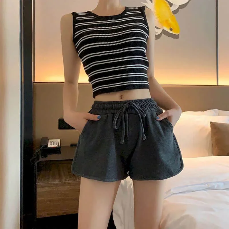 

Pop Sporty A-line Shorts Women Summer Sale American Style Short Trousers Casual Hot Pants Elastic Waisted Sweatpants Women Cloth