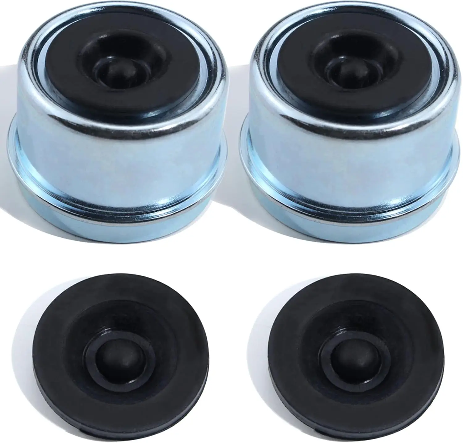

2pcs 1.98" Trailer Axle Dust Cap Cup Grease Cover with Extra 2 Rubber Plugs for 2000-3500 lb Axles
