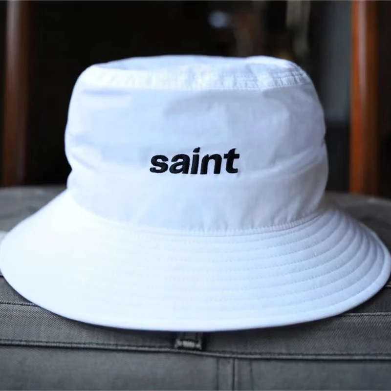 26SS New High-Quality Letter Embroidery Printed Saint Hat Men's Women's White Casual Multi Functional Fisherman Cap