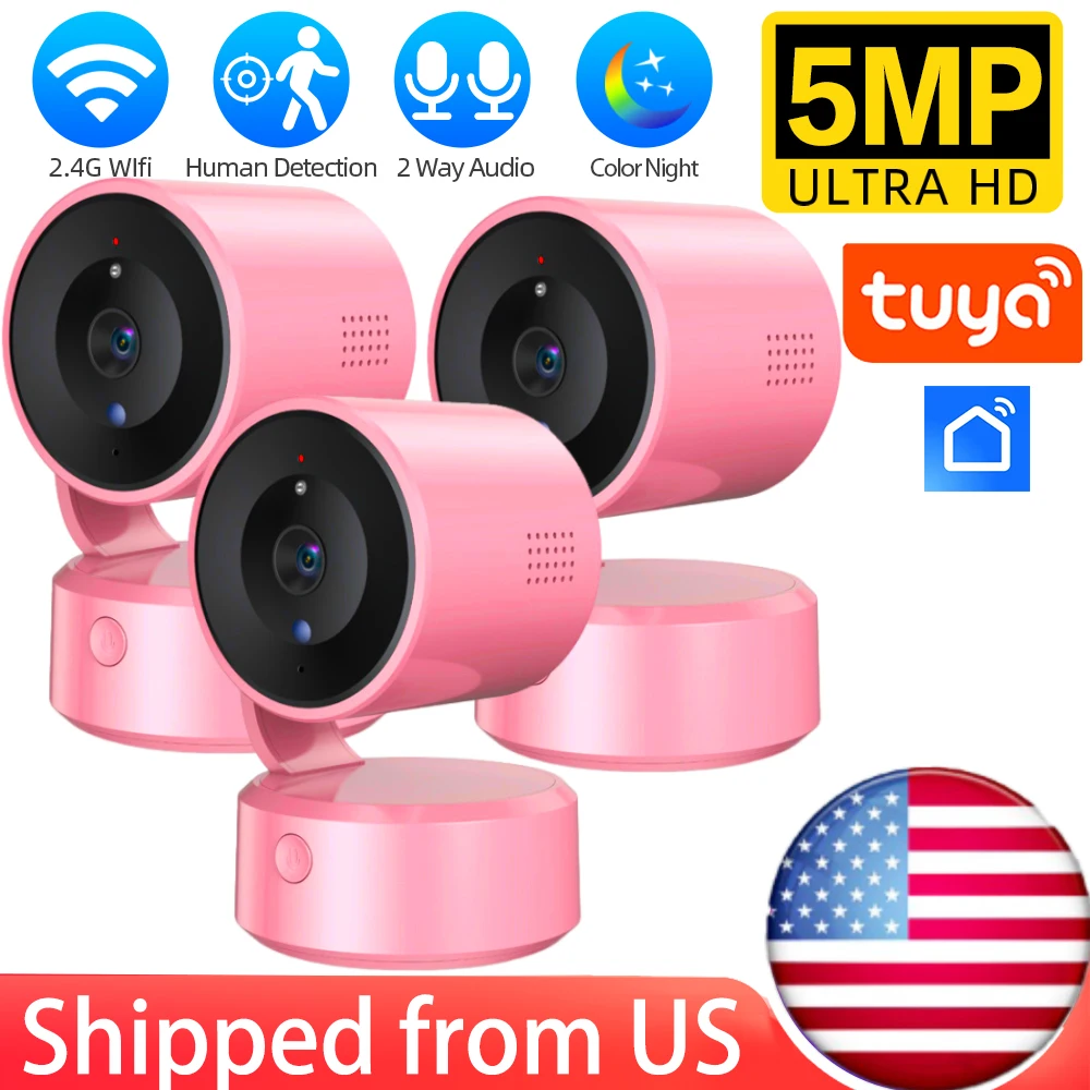 Tuya 5MP Mini PTZ WiFi Camera – One Touch Call Indoor Wireless Video Security Surveillance Camera for Smart Home Baby Monitoring