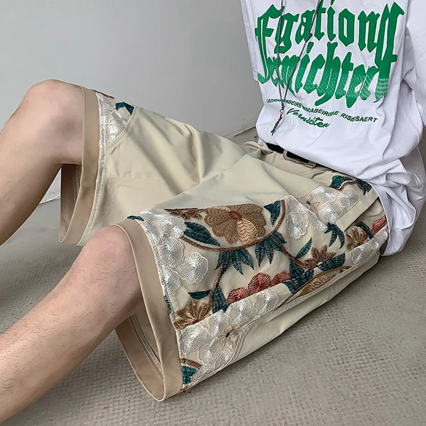 

American Retro Workwear orts Men Summer Trend Embroidery Sports Wide Leg Straight Cut Pants Youthful Vitali Sle Casual ...