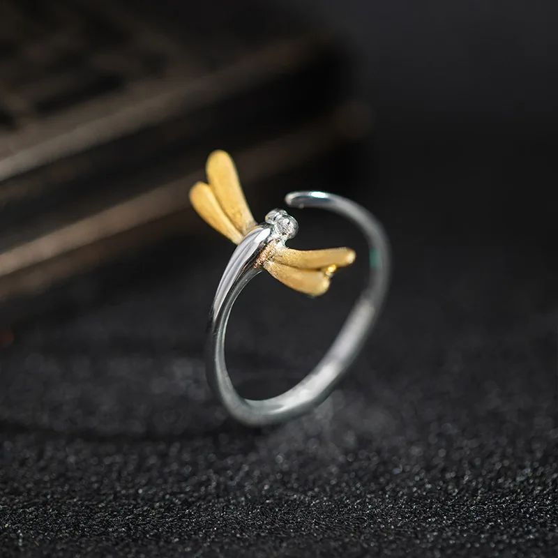 Amxiu sterling silver 925 design simple and fashionable insect resizable ring female creative handmade dragonfly ring