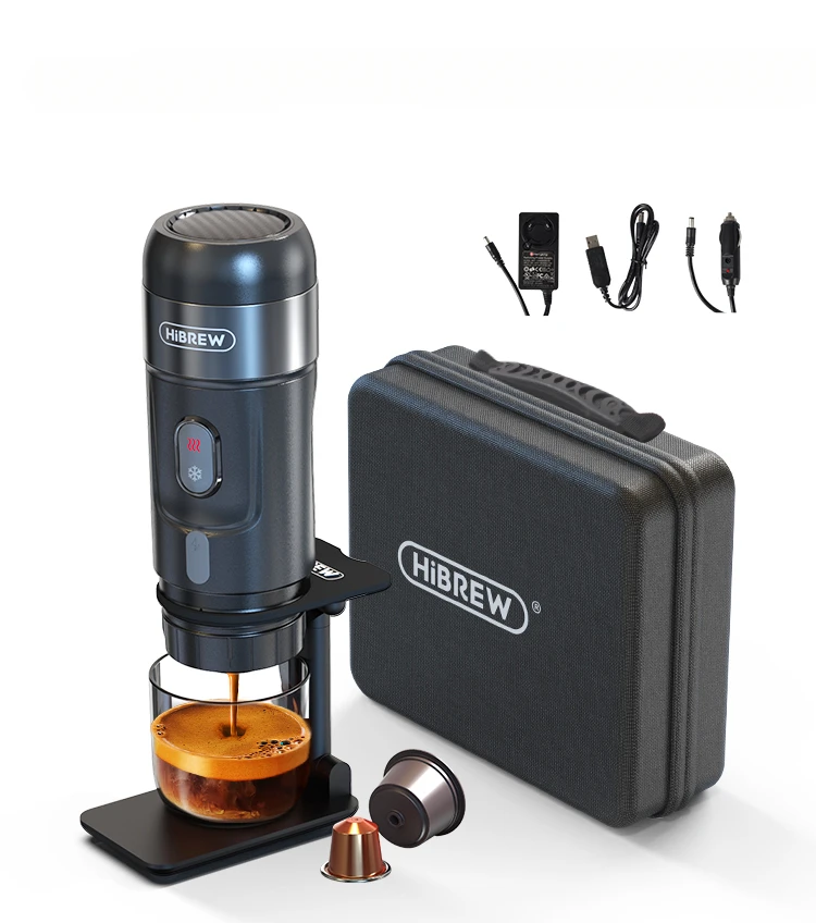 For HiBREW Portable Coffee Machine for Car & Home,DC12V Expresso Coffee Maker Capsule Coffee Powder H4A