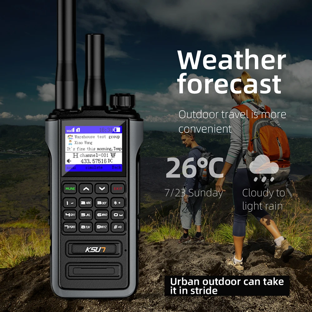 KSUN CT60 POC Global Free Fee 15km 100km 5000km Range 4G Network Analog UHF Dual Mode Radio Walkie Talkie