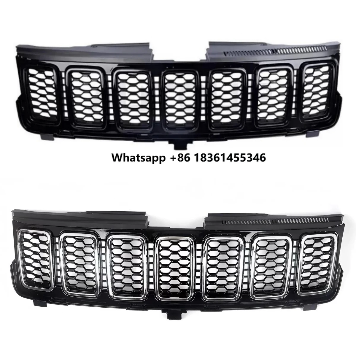 

for Grand Cherokee 2017-2021 Modified Front Bumper Net Car Grille Black Grille Chrome Radiator Grill