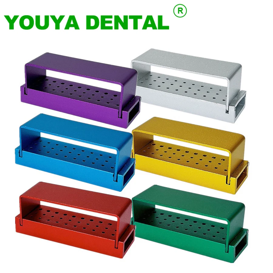 30 Holes Dental Burs Drill Holder Autoclavable Sterilization Box Aluminium Block Case For FG/RA Burs High/Low Speed Dentist Tool