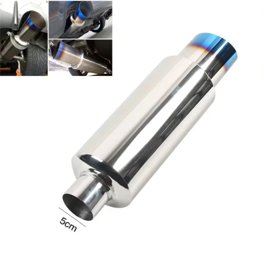 Universal Fit Muffler Exhaust Tip Polished Stainless Steel Tip And Silencer 2.0 