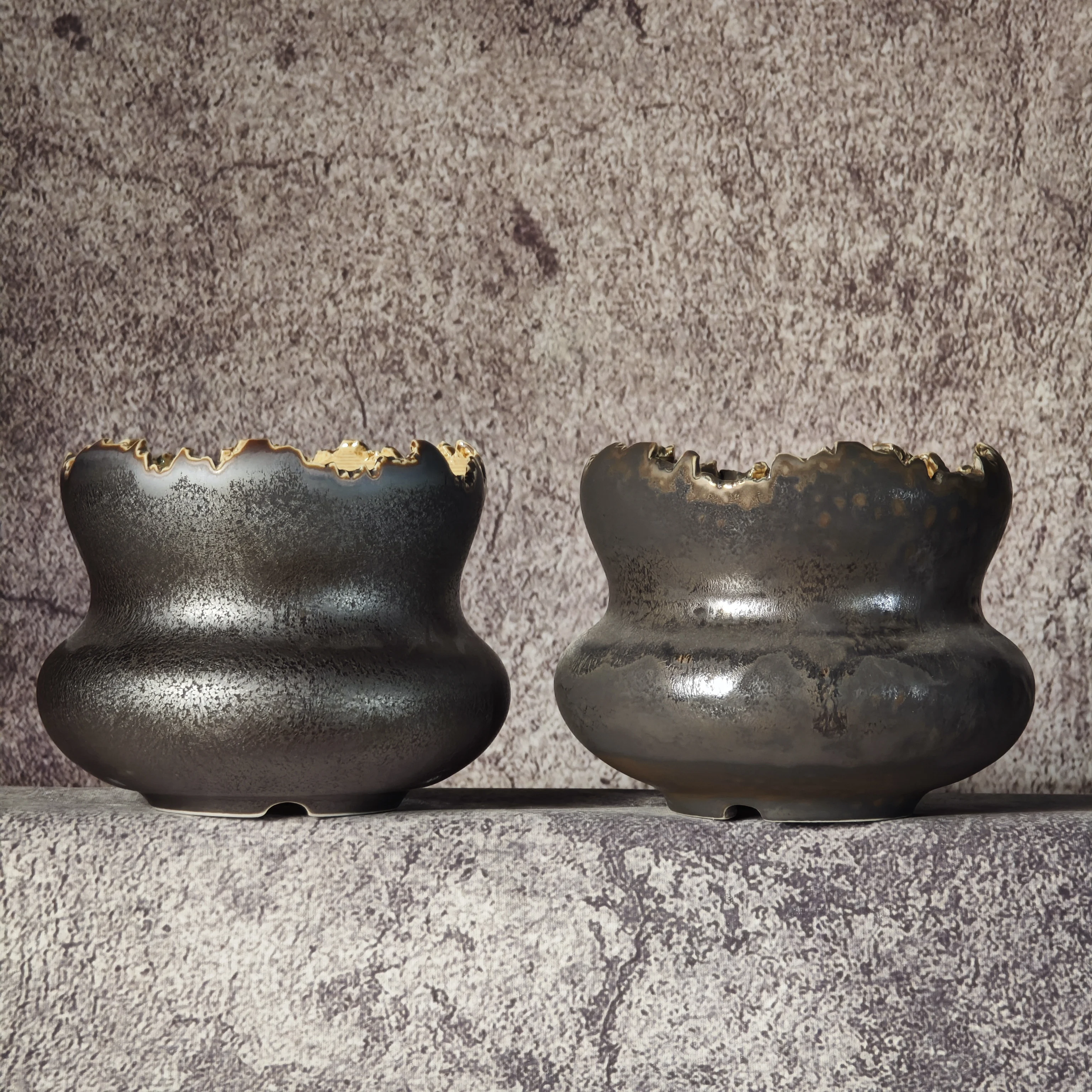 Handcrafted Unique Gourd-shaped Ceramic Planter Pots for Caudex Plants, Operculicarya decaryi, Bursera microphylla