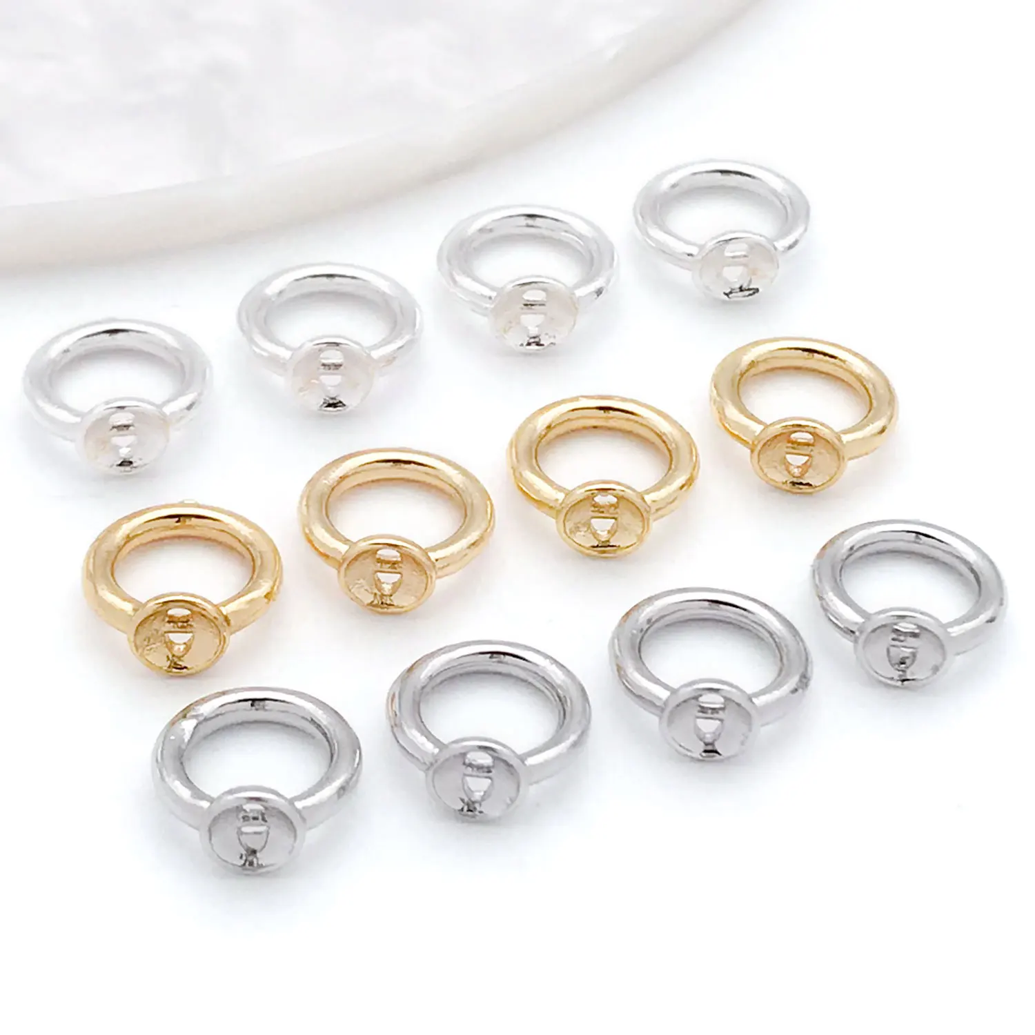 10pcs 18K Real Gold Plated Brass Pearl End Beads Caps Connector With Loop For DIY Bracelet Necklace Jewelry Making Accessories image 3