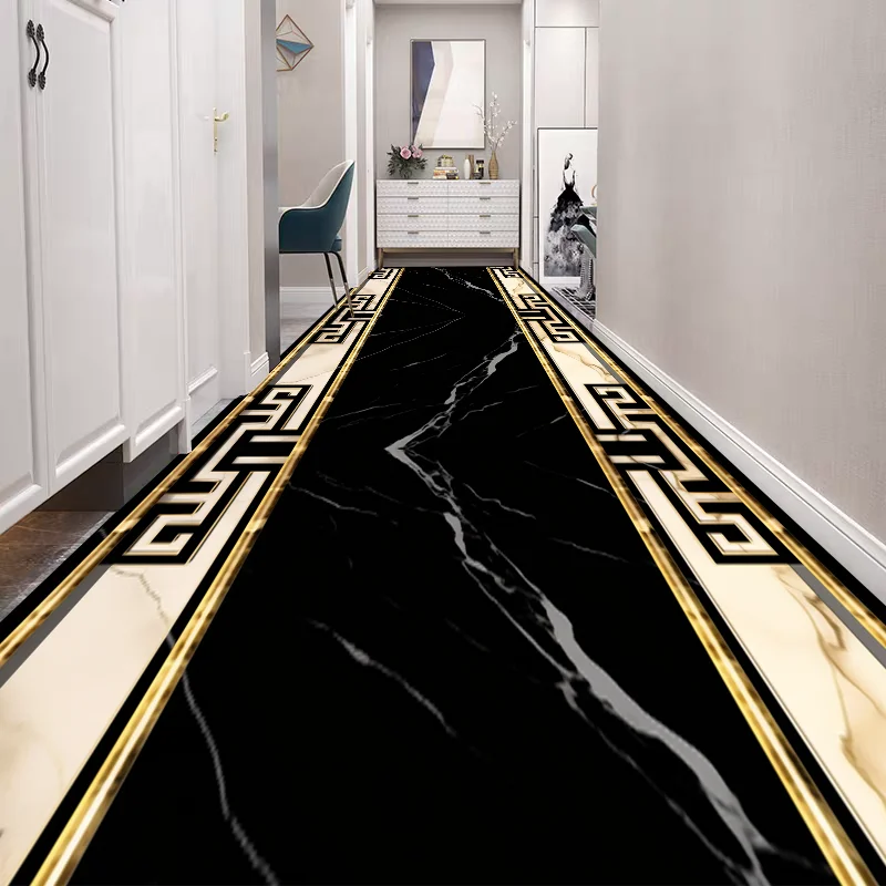 Modern Luxury Hallway Runner Long Corridor Carpets Stairway Hallway Stairs Home Decor Rug Non-slip Kitchen Mat Size Customized