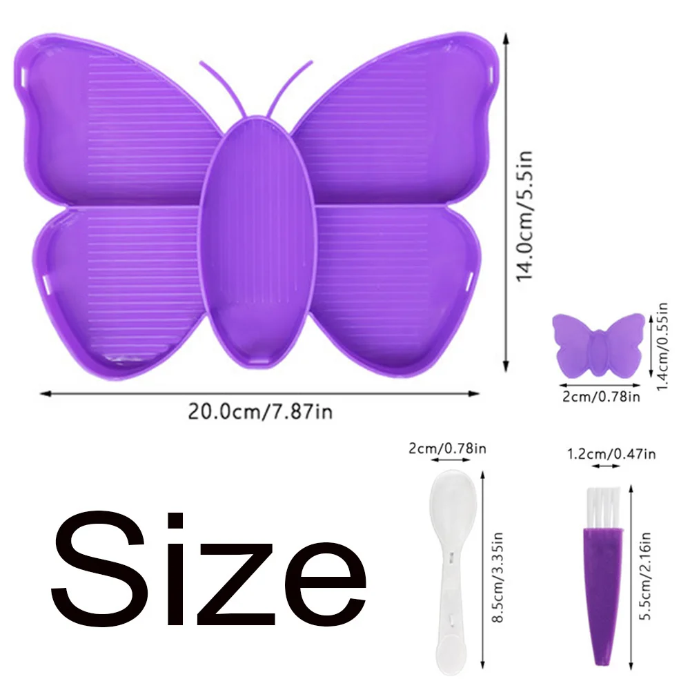 Diamond Painting Butterfly Tray Set, Cute Multi-Section Drill Organizer, Spoon, and Brush for Diamond Art and DIY Crafted