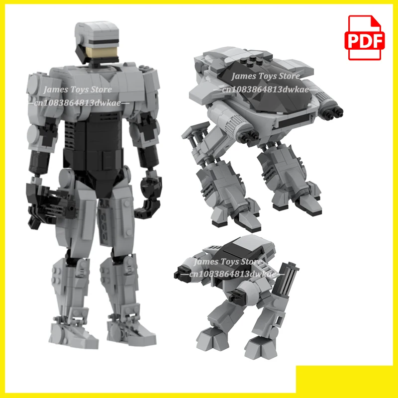Bloques MOCBUILDING, modelo de película de policía, ladrillos creativos, ciencia ficción, construcción Robocoped, ED-209, regalo, Robot de policía Mech