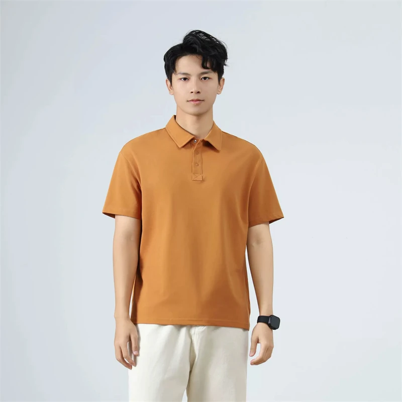 

Advanced Feeling Casual Polo Shirts For Men Short Sleeved Solid Summer Quality Cotton Blends Breathable Social Camisas De Hombre