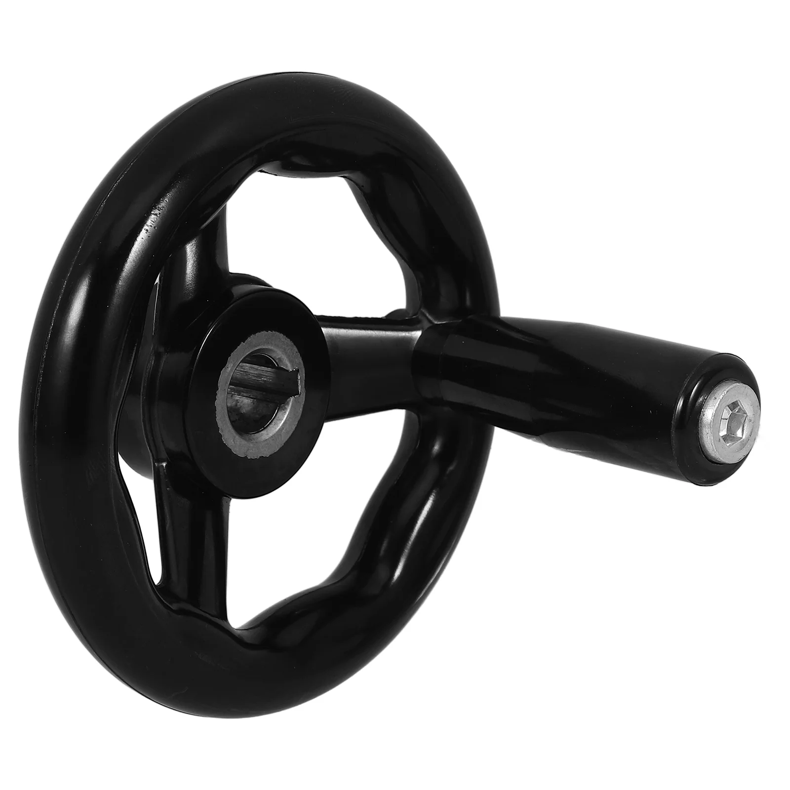 Round Hand Wheel with Handle Machine Tool Rotary for Craftsman Table Accessories Crank Black Bakelite