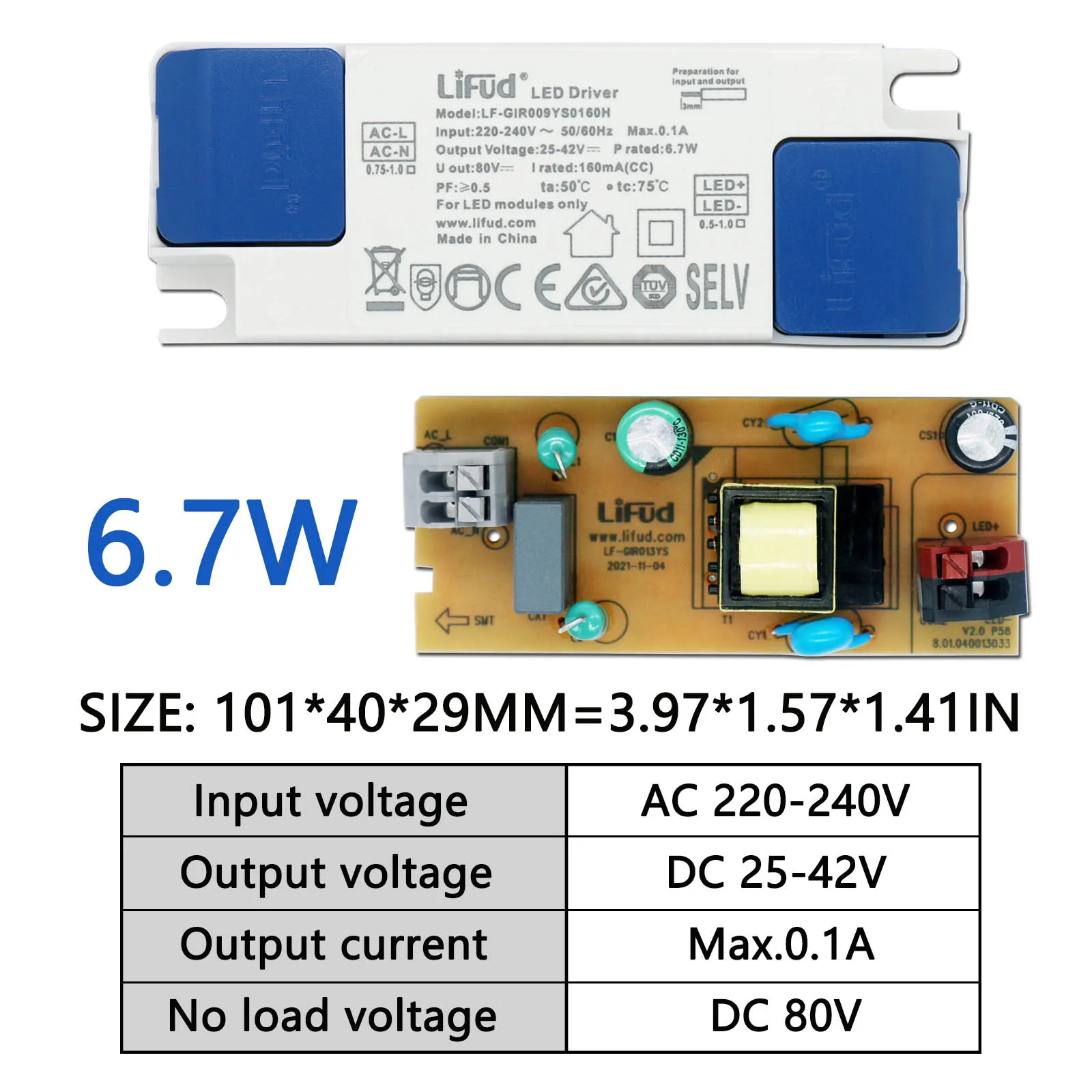 LiFud LED Driver 5.6-23.4W 135mA 160mA 180mA 200mA 250mA 300mA 350mA 400mA 450mA 500mA 550mA 600mA 25-42V Power Transform