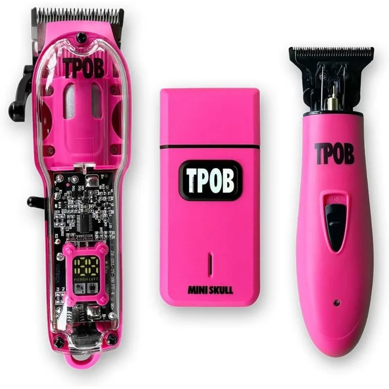 TPOB Slime 2 Candy Pink Clipper Trimmer Shaver Set Barber Hair Clippers em rosa fosco com lâmina cônica