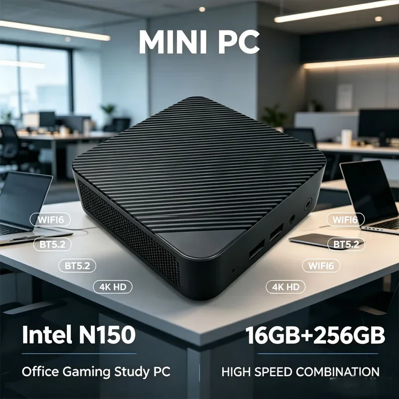 Mini PC Core N150 32GB Memory Big Storage 4K WiFi 6 BT5.2 Multifunctional Compact Gaming Computer