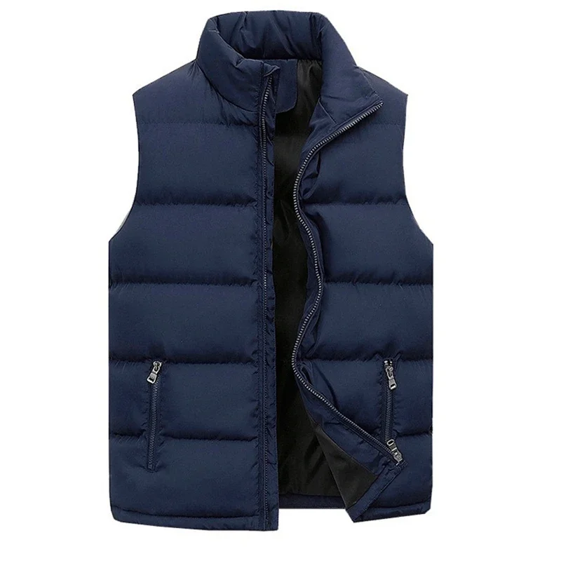 KELCE Brand 2023 Winter Men Vest Parkas Cotton Casual Sleeveless Stand Thick Clothes Solid Color Vest Jacket Male