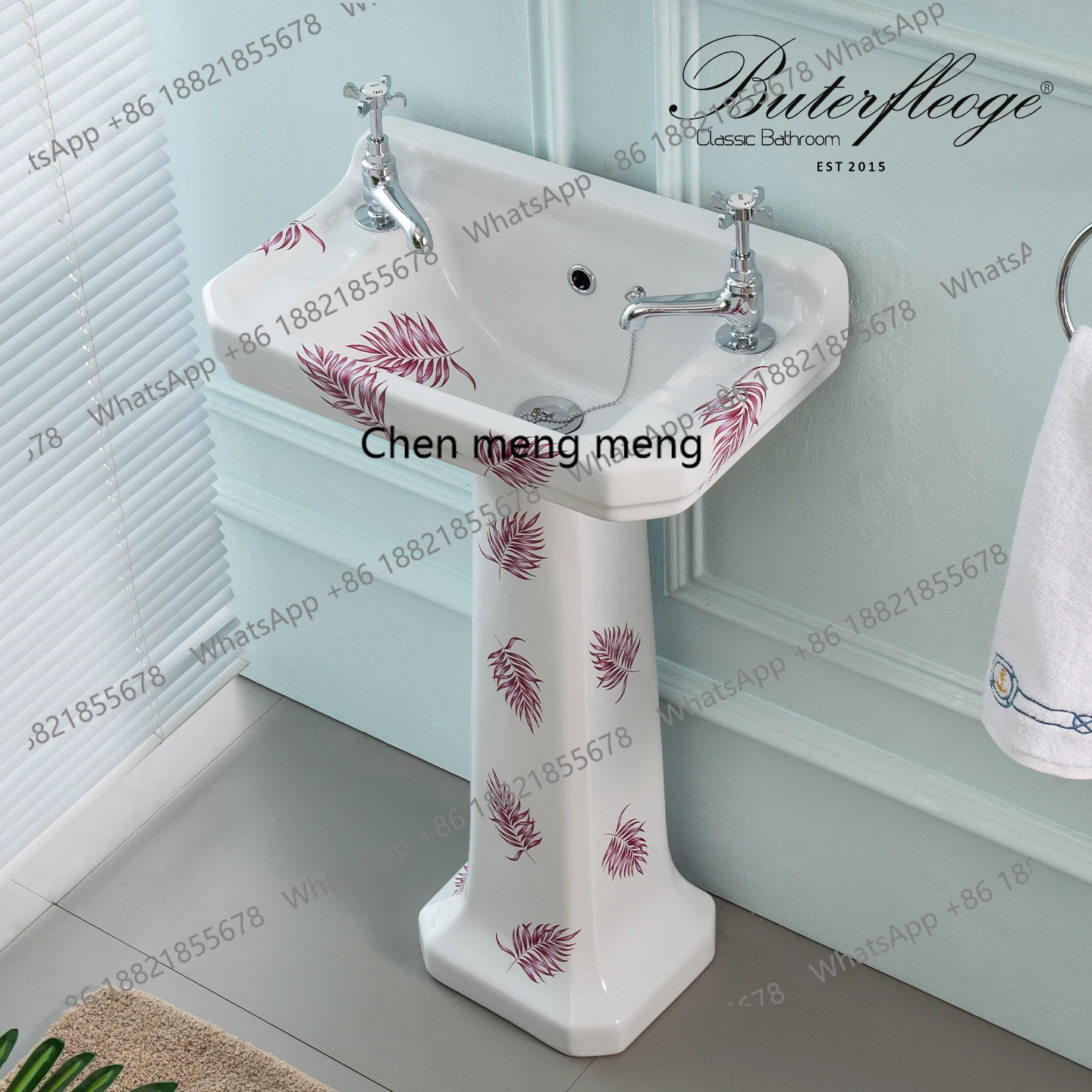 

Small double-hole British column basin, retro washbasin, classical floor customization