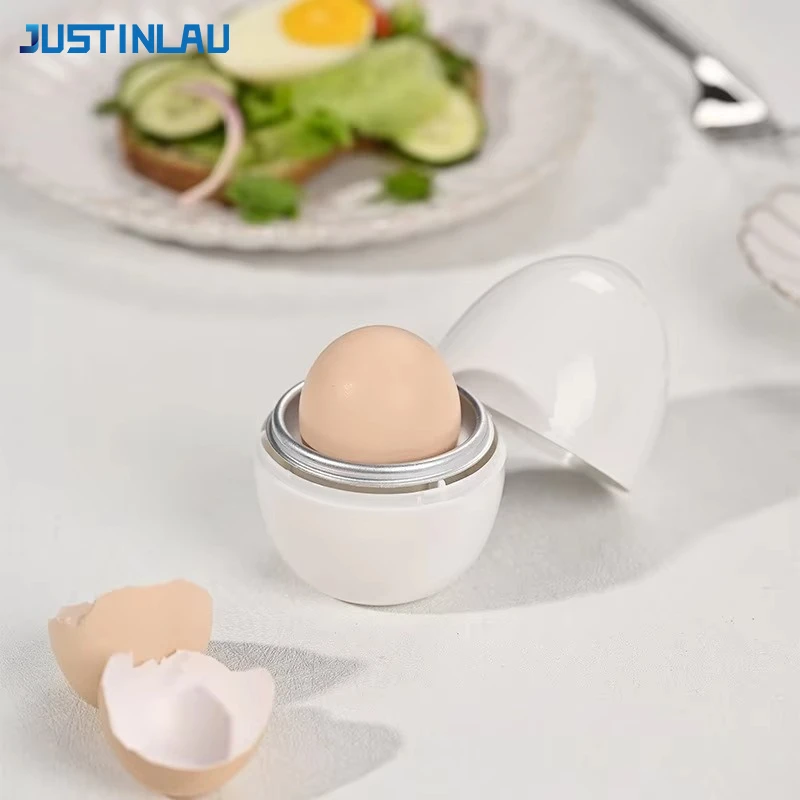 JUSTINLAU 4-Egg Microwave Oven Egg Cooker Mini Chicken Egg Shaped Egg Steamer Egg Boiler Home Breakfast Creative Kitchen Gadgets