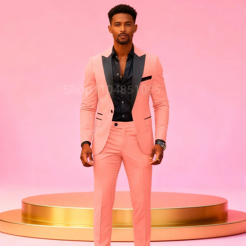 

Elegant Luxury Men's Wedding Suits Single Breasted Shawl Lapel Slim Fit 2 Piece Groomsmen Outfits High Quality Jacket Pants Sets