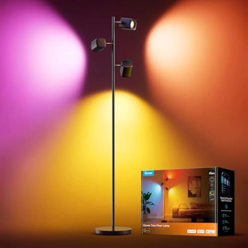 

Tree Floor Lamp Compatible with Matter, 3 Rotatable Lights with LuminBlend Technology, Standing Lamp with 64 Dynamic Scenes