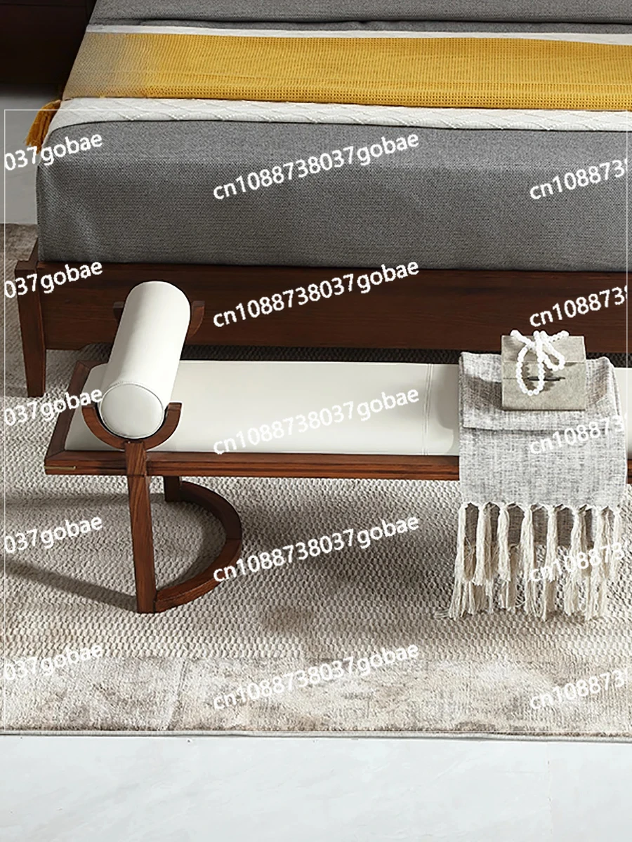 ZK modern new Chinese-style all-solid wood leather long sofa stool, shoe change stool, bedside pedal living room decoration