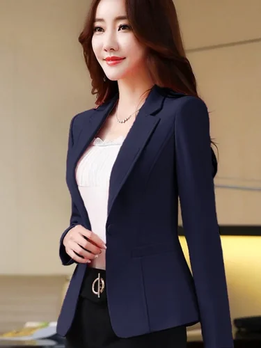 Imagen 2 del producto Blazers para mujer coreano Slim Fit manga larga trajes casuales chaqueta todo fósforo OL traje de oficina para mujer Blazer ropa de moda blanco