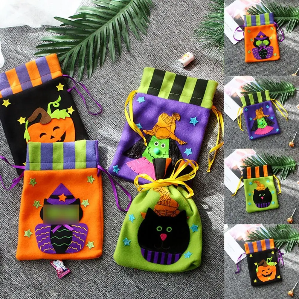 1 Pc Halloween Candy Drawstring Bag Treats Halloween Party Favors Trick Or Treat Skeleton Witch Pumpkin Candy Gifts Pouch