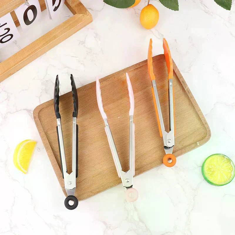/PFU/7inch Stainless Steel Food Clip BBQ Grill Steak Food Clip Non-slip Handle Bread Tong Party Kitchen Cooking Accessories 1 Pc