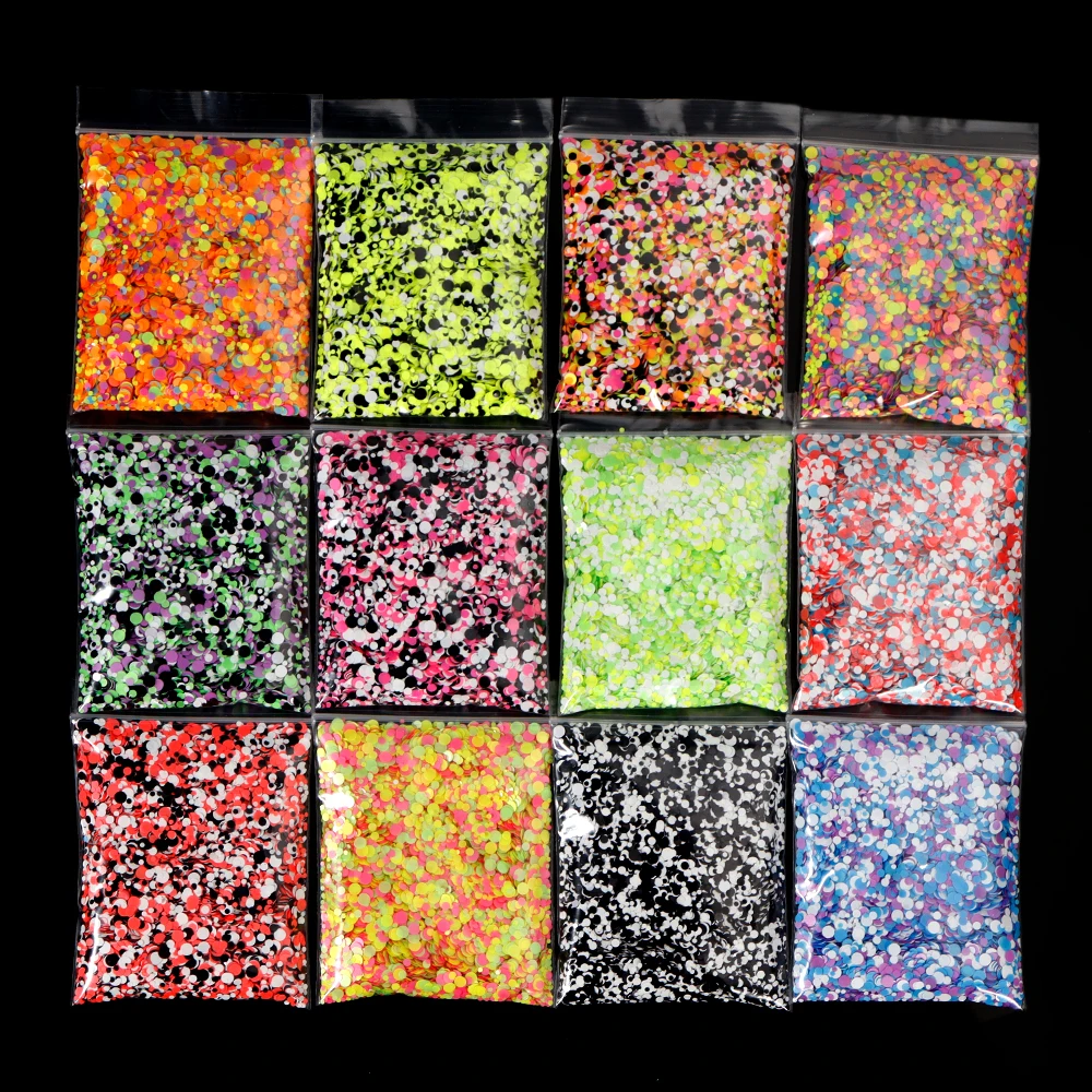 Paillettes rondes néon pour ongles, taille mixte, bulle ultra-mince, structurels ente, démontrent, bricolage, vernis, décorations d'art, 50 g/sac