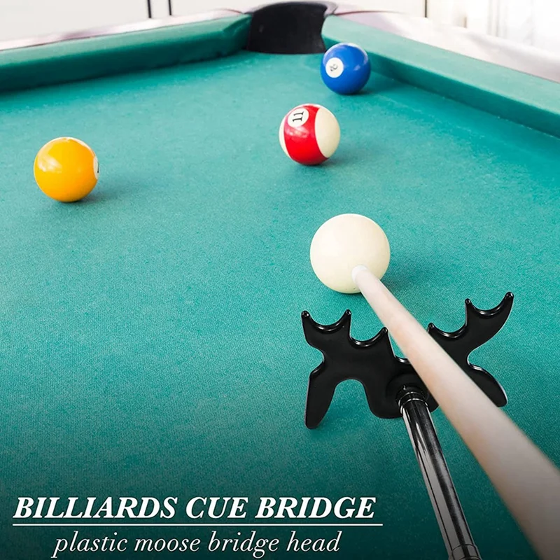 Bâton de queue de billard rétractable noir, pont avec tête de pont, accessoire pour table de billard, 2 pièces