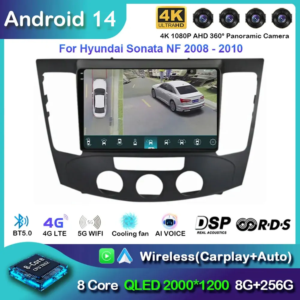 

Автомобильное радио Android 14 для Hyundai Sonata NF 2008-2010 навигация GPS экран Android Auto 5G стерео Wi-Fi видео Carplay