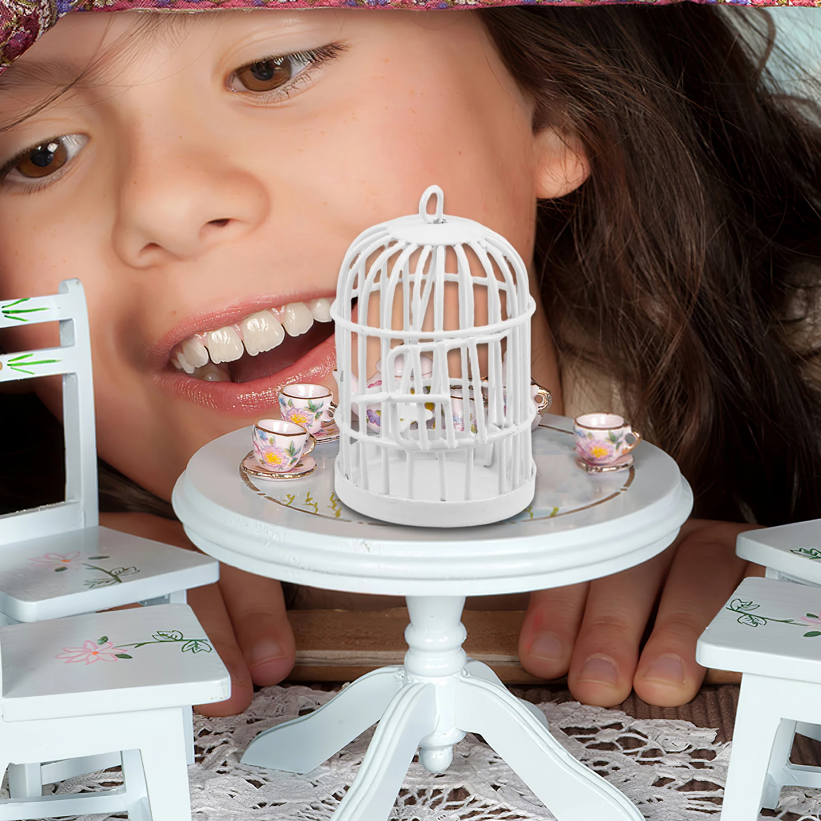 

2 Pcs House Birdcage Birdhouse Figurine Desktop Ornaments Photography Prop Decorations