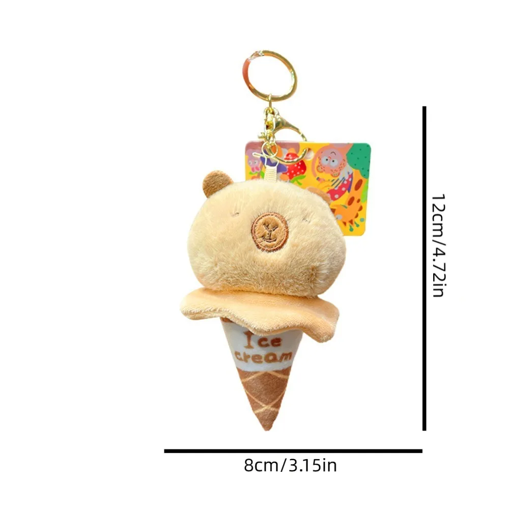 Adorkable Capybara Ice Cream Cone พวงกุญแจหมีแมวตุ๊กตาสัตว์ Key นุ่มจิตกระเป๋าเป้สะพายหลังจี้ของขวัญ