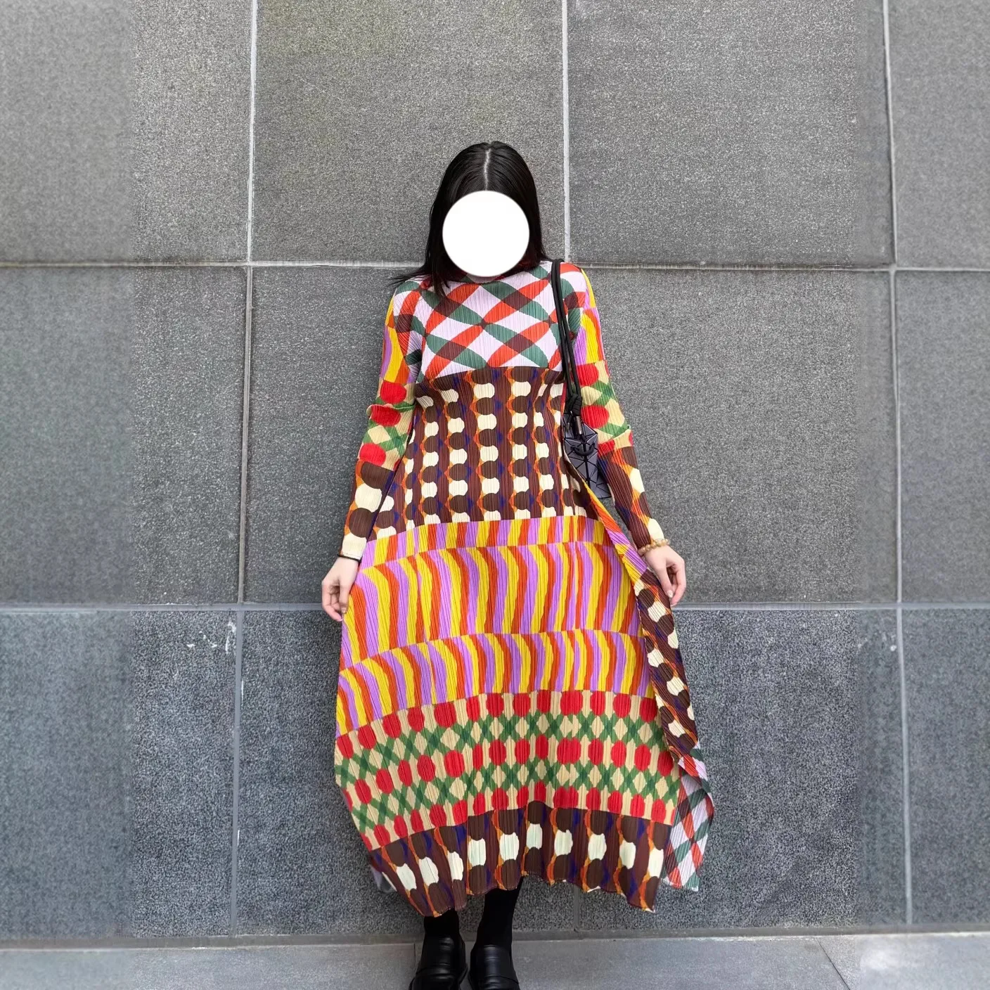 

Miyake Plissé 2026 Printemps Et Été Robe Haute Couture Imprimé Écossais Coloré Plissé Polyvalent Style Miyake Jupe Longue Pleat