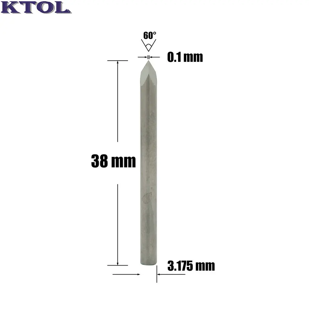 60 Angle 3.175x0.1mm 3 Edge Cutters for Wood Carving,10pc/lot Tungsten Steel Carbide Tool End Mill,Pyramid CNC Router Wood Bit