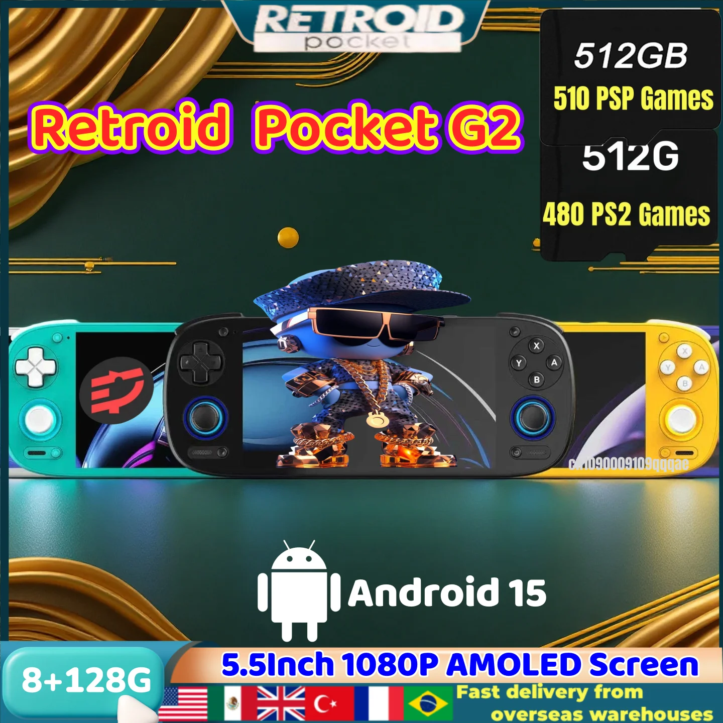 その他 RETROID POCKET G2 Retroid Pocket G2 Handheld Game Console 5.5 AMOLED Android 15
