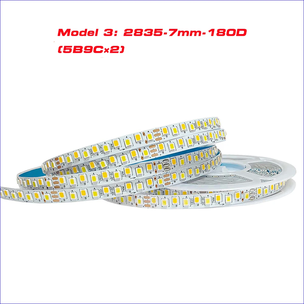 (3 Soldeerverbindingen) 5 Meter 2835-7Mm-140d/160d/180d/200d Led Strip Constante Stroom 3 Kleuren Led Lint 14W/16W/18W/20W × 2/Meter.